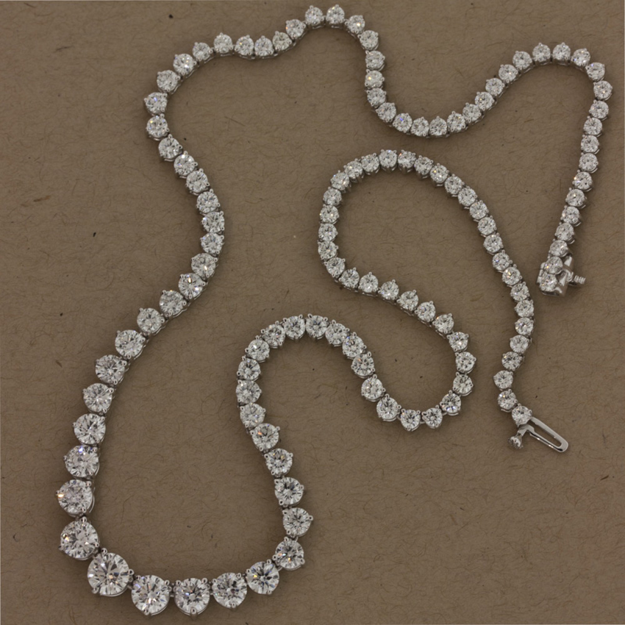 18.51Cts TW Graduated Diamond Tennis Necklace,Cheap Diamond Engagement